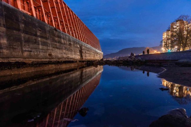 English Bay Barge Twilight Reflection